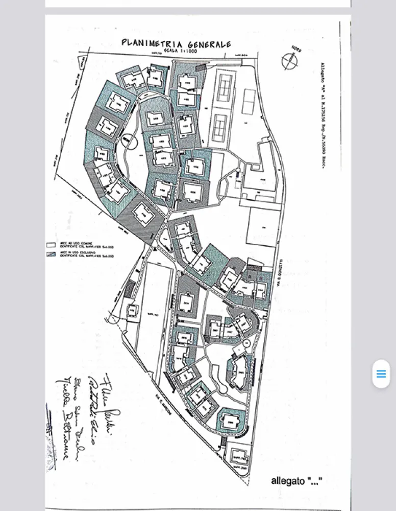 Mappa della residenza con panoramica degli edifici e delle aree verdi