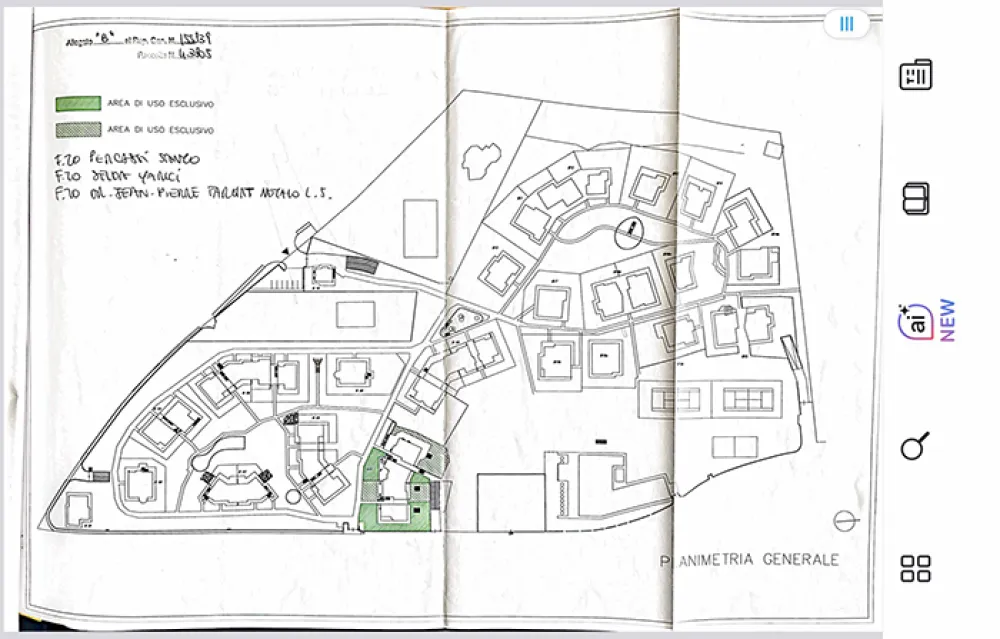 Pianta generale del residence con indicazione dell'area di proprietà dell'appartamento